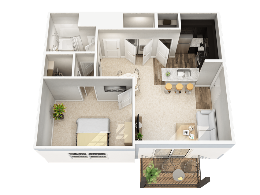 1 Bedroom, 1 Bath B